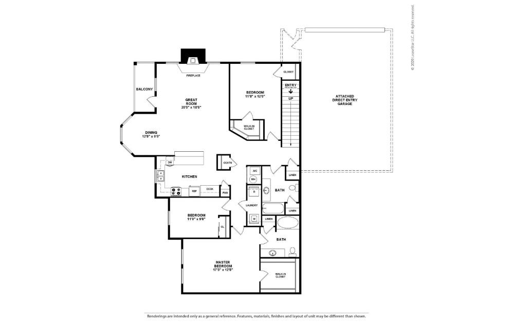 Magnolia - 3 bedroom floorplan layout with 2 bathrooms and 1767 square feet